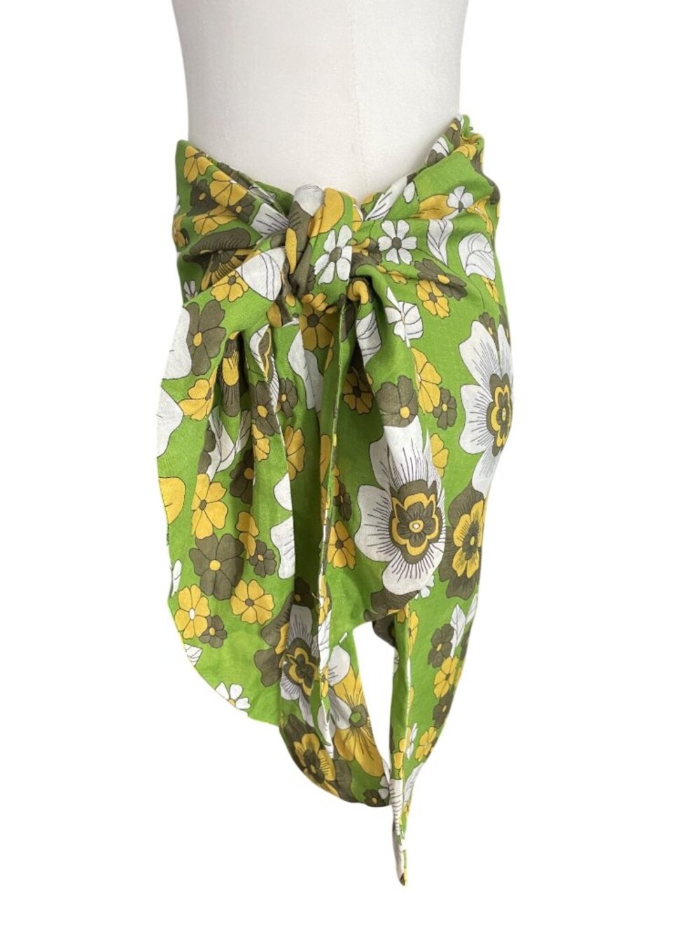 Dodo Bar Or Floral Print Wrap Skirt Green Yellow White S 100% Cotton Boho Groovy